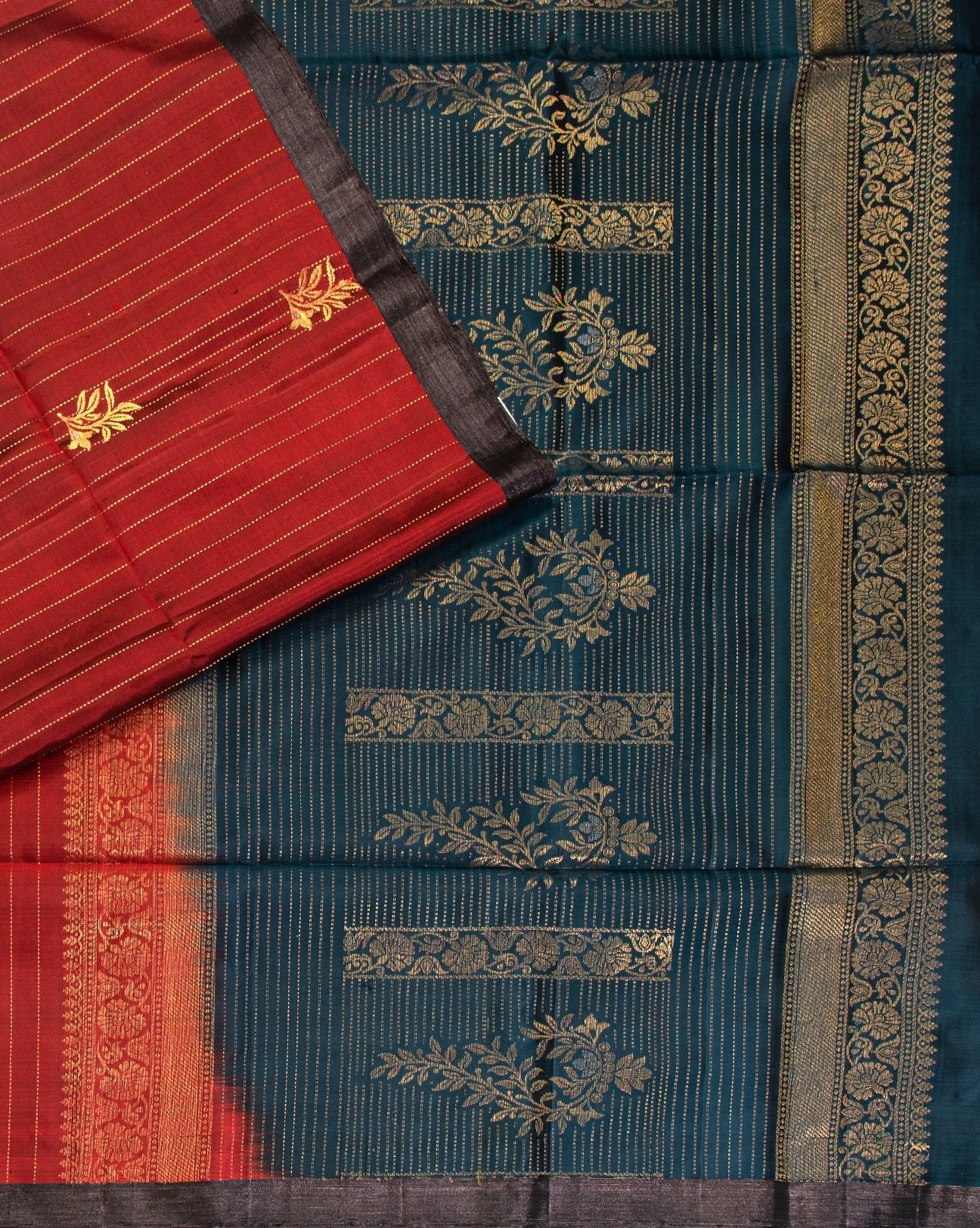 Brick Red Kanchipuram Saree - swayamvara silks