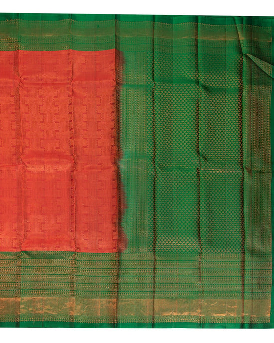 Brick Red Kanchipuram Silk Saree - swayamvara silks