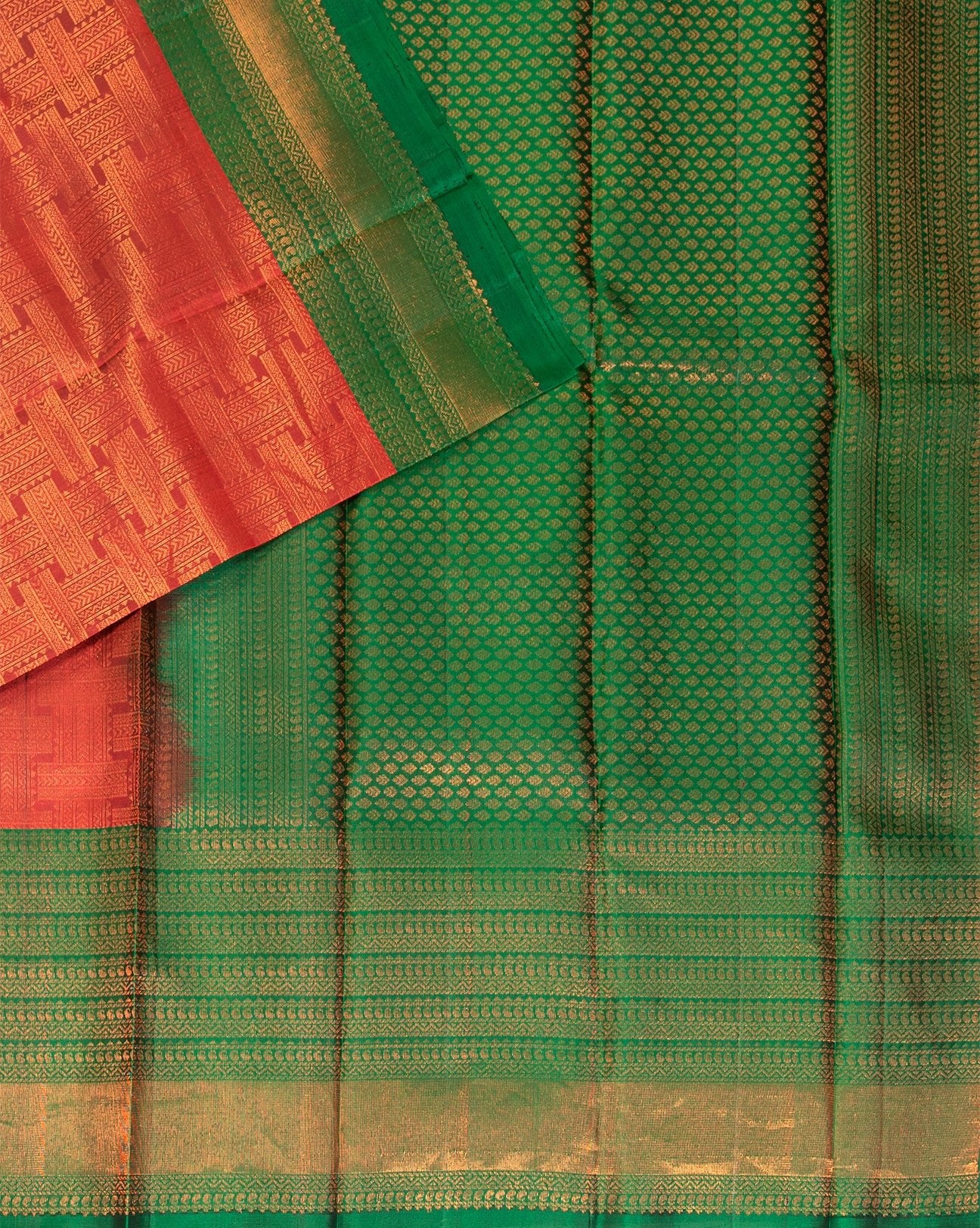 Brick Red Kanchipuram Silk Saree - swayamvara silks