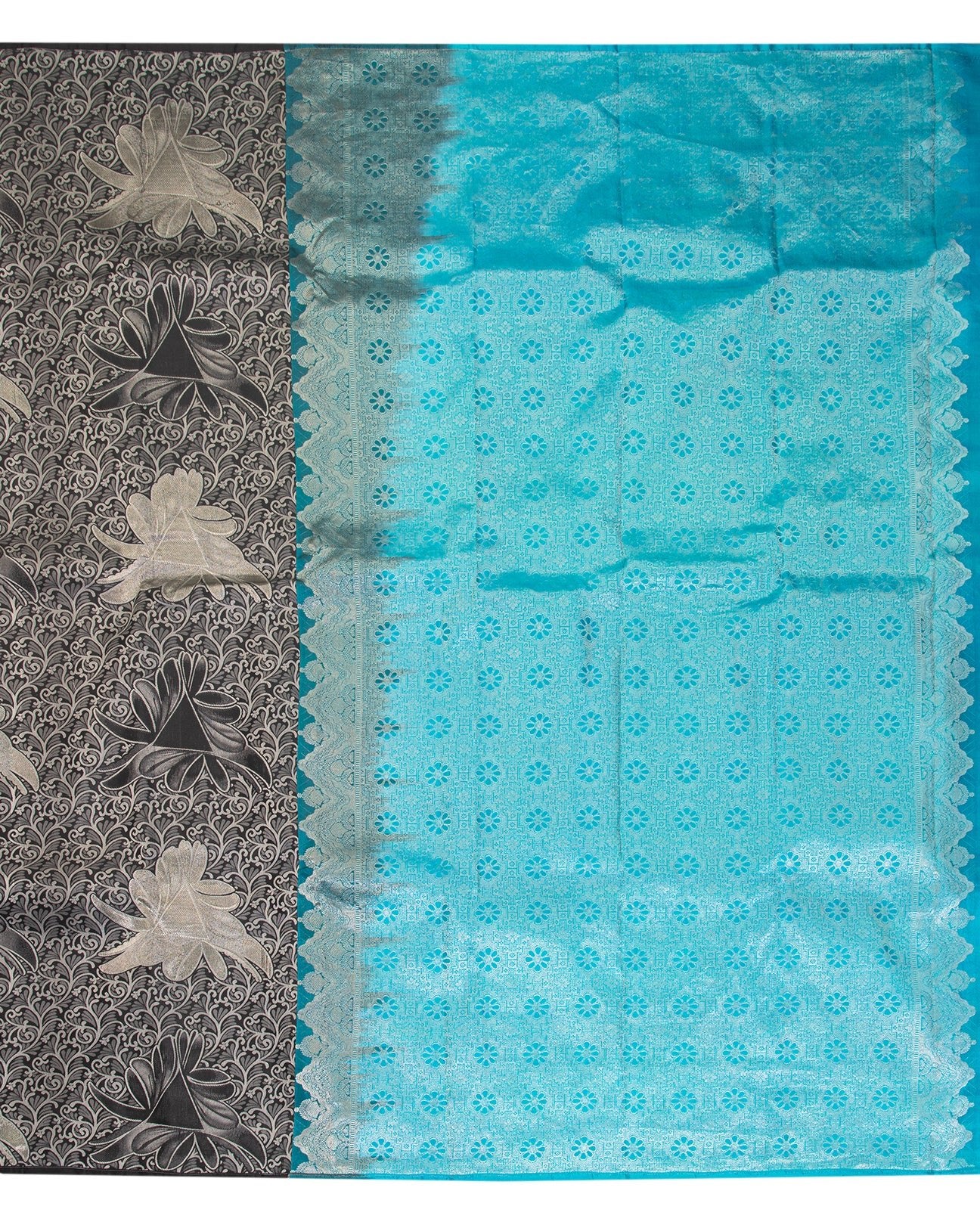 Black Kanchipuram Silk Saree - swayamvara silks