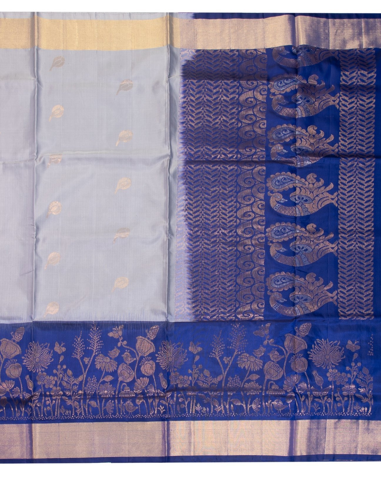 Steel Grey Kancheepuram Saree - swayamvara silks