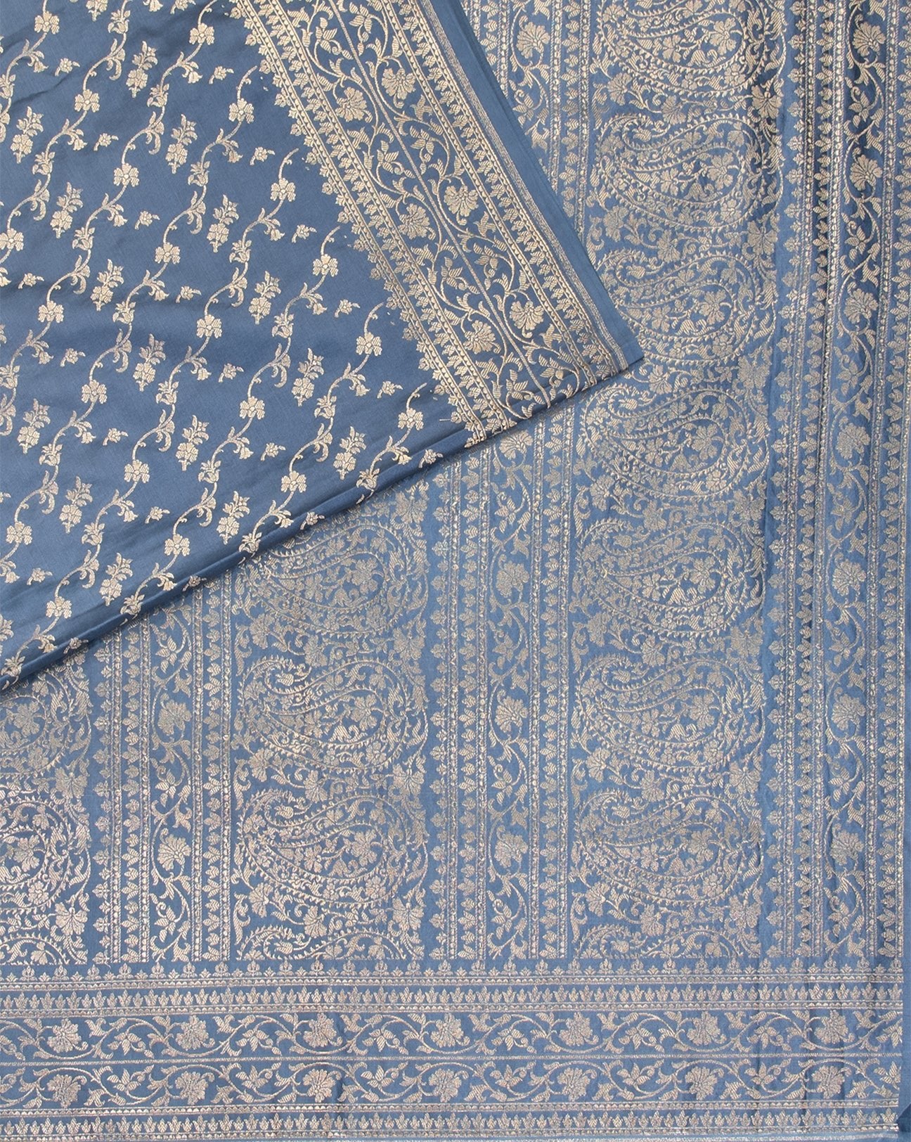 Dark Grey Banarasi Saree - swayamvara silks