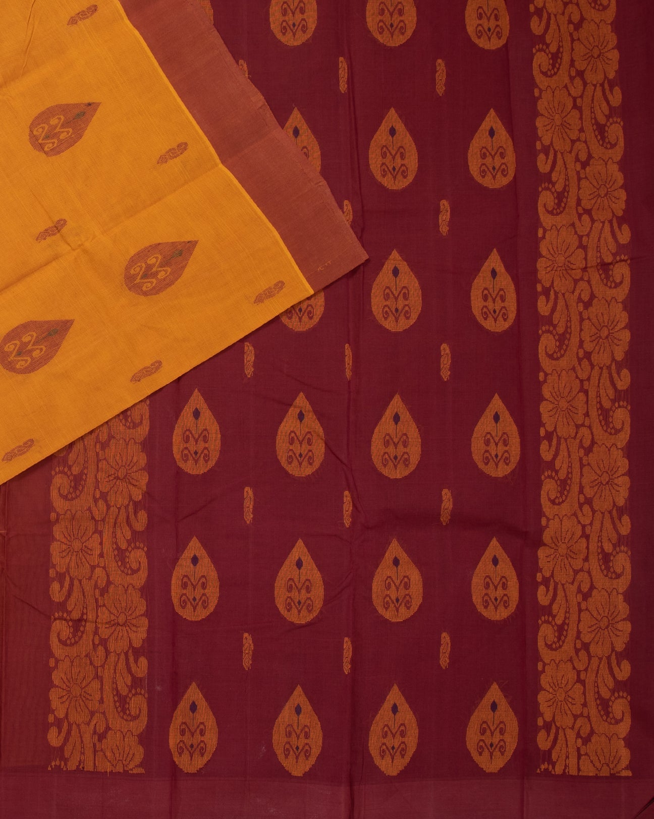 Turmeric Yellow Cotton Saree - swayamvara silks