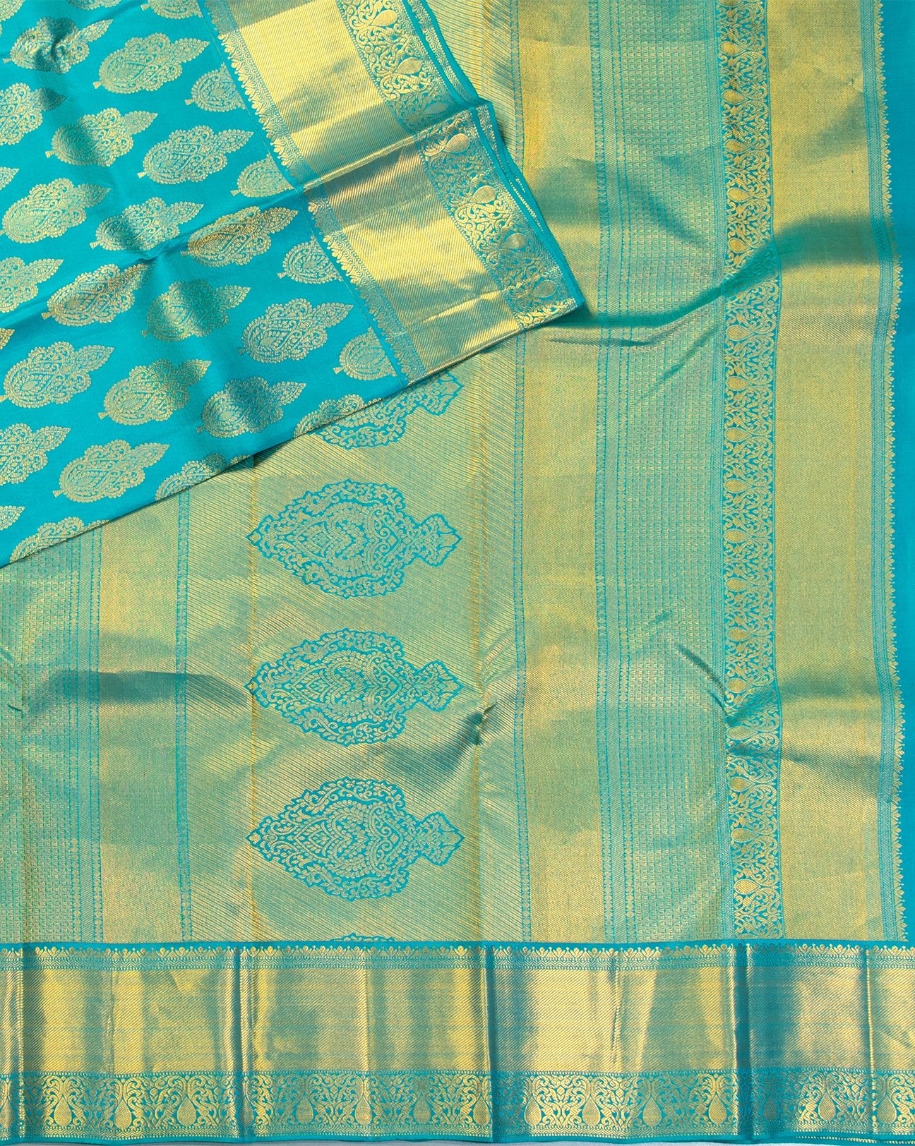 Aqua Green Wedding Saree - swayamvara silks