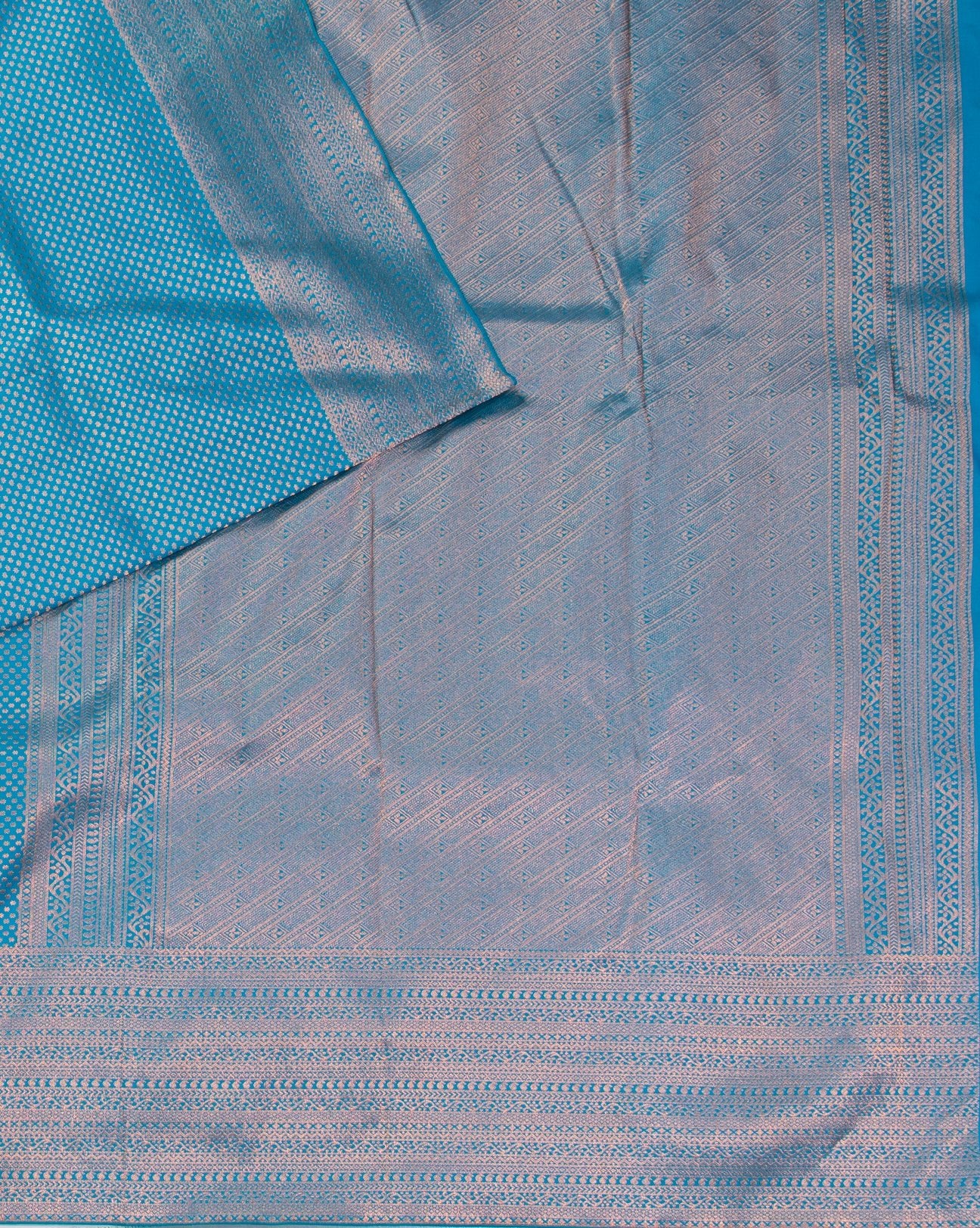 Pool Blue Kanchipuram Silk Saree - swayamvara silks
