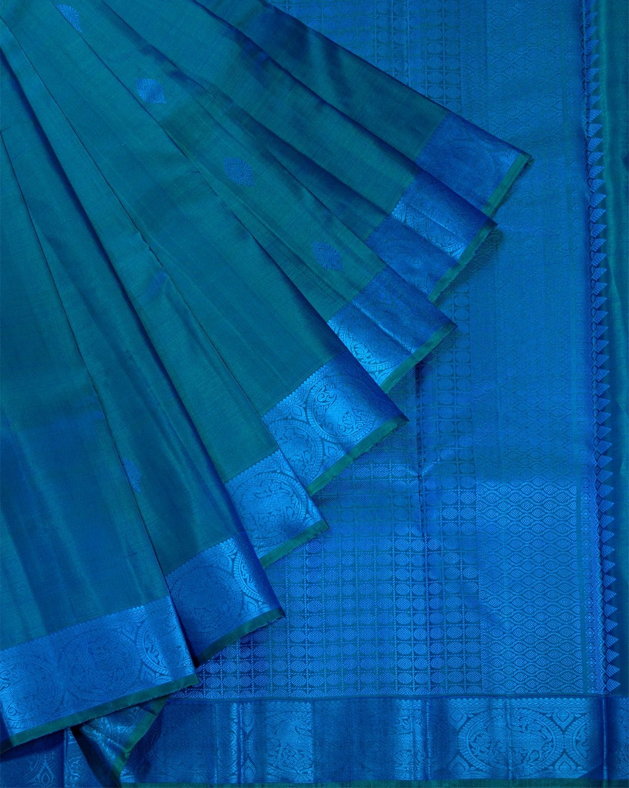 Greenish Blue Kanchipuram Saree - swayamvara silks