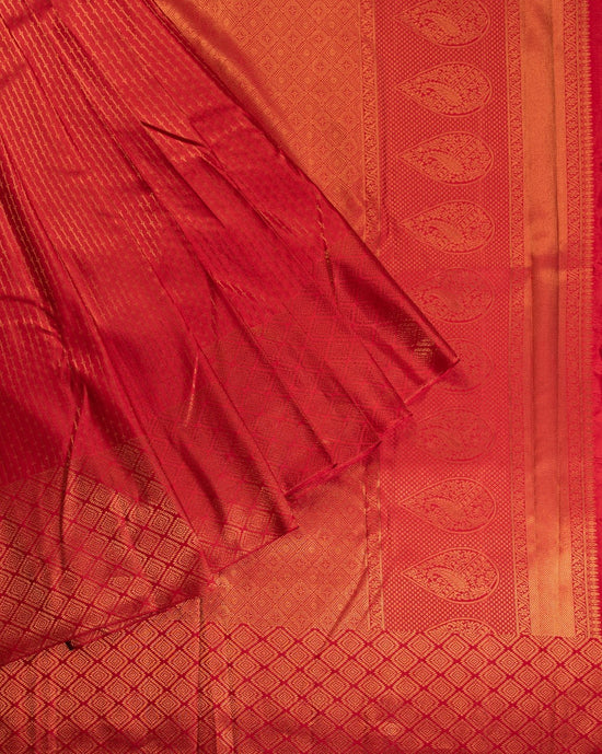 Scarlet Red Wedding Saree - swayamvara silks